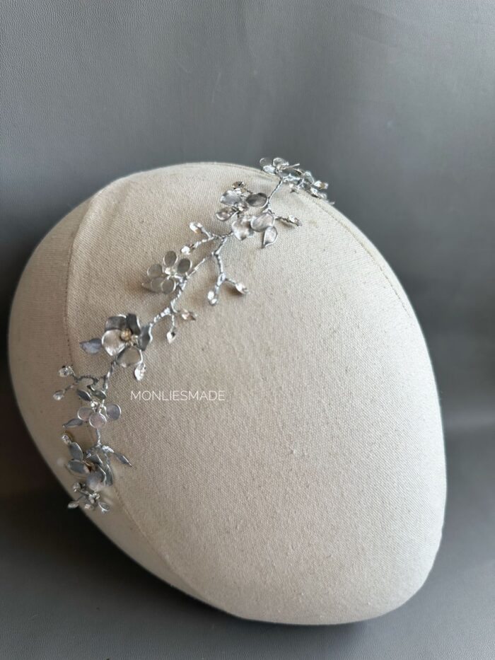 HD100104 - Flowers Headpiece - Silver - Image 1