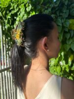 HC100120 - Flowers Hairclip - Gold - Image 3