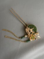 HP100381 - Sangjit Jade Hairpins - Gold - Image 2