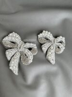 BC104439 - Bow Beads Pearl Brooch Medium – Silver - Image 3