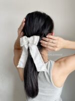 HC100373 - Bow Beads Haircomb - White - Image 3
