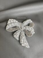 BC104439 - Bow Beads Pearl Brooch Medium – Silver - Image 2