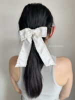HC100373 - Bow Beads Haircomb - White - Image 2