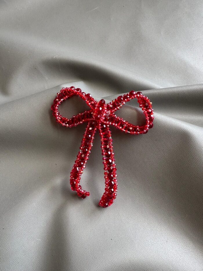 BC1005581 - Bow Crystal Brooch - Red - Image 3