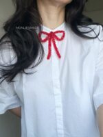 BC1005581 - Bow Crystal Brooch - Red - Image 4