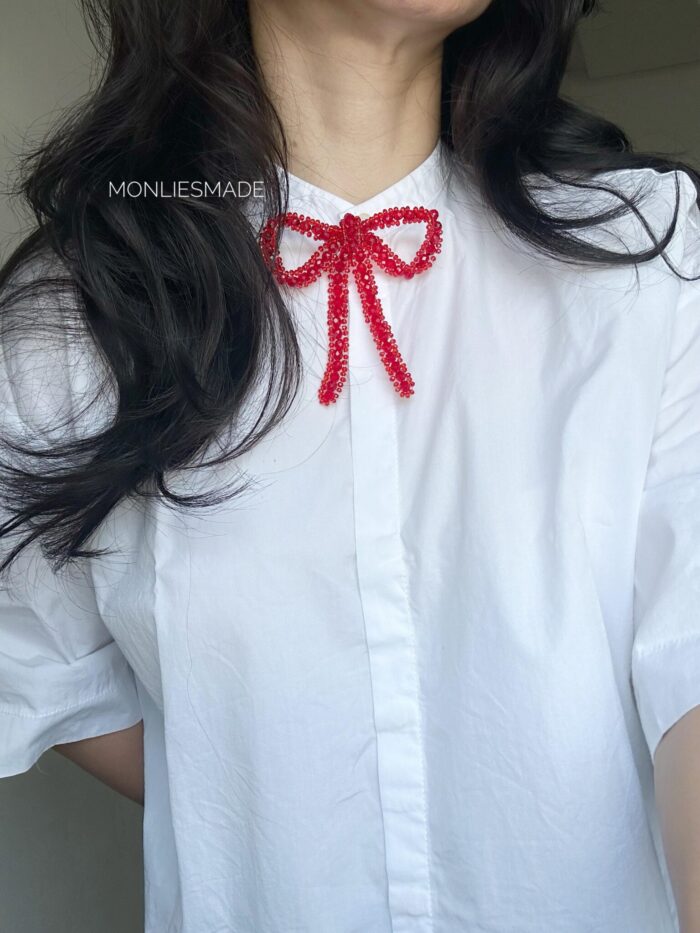 BC1005581 - Bow Crystal Brooch - Red - Image 4