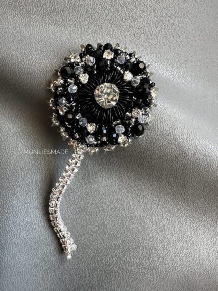 BC10341 - Beading Brooch With Diamond - Black