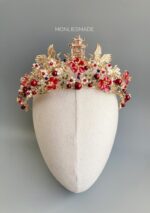 HD100211 - Sangjit Crown Headpiece With Pagoda - Gold