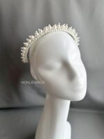 HB10086615 - Pearl Headband, Bridal Headpiece - White - Image 2