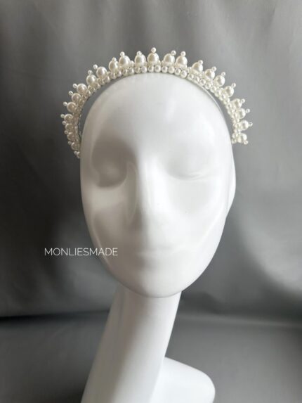 HB10086615 - Pearl Headband, Bridal Headpiece - White