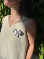 BC100873 - Flowers Orchid Haircomb/Brooch - Silver - Image 3