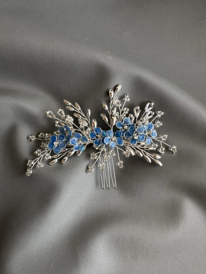 HC100751 - Flowers Blue Haircomb - Image 2