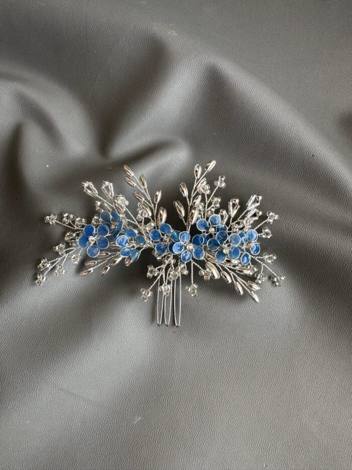 HC100751 - Flowers Blue Haircomb - Image 1