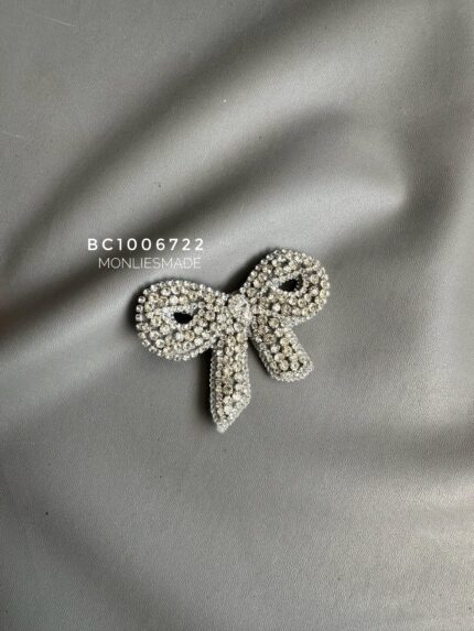 BC1006722 - Diamond Bow Brooch - Grey