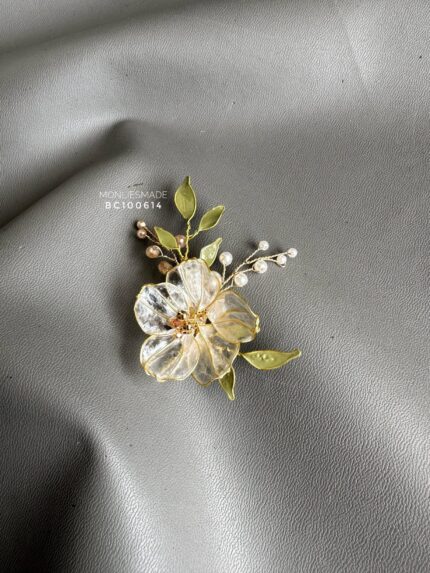 BC100614 - Flowers Metalic Brooch - Gold