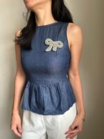 BC1006722 - Diamond Bow Brooch - Grey - Image 2