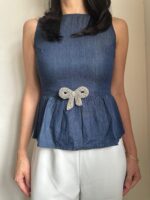 BC1006722 - Diamond Bow Brooch - Grey - Image 3