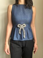 BC1006721 - Bow Diamond Brooch Black - Image 4