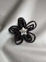 BC100611 - Flowers Fabric Brooch - Black