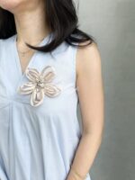BC100617 - Flowers Fabric Brooch - Nude - Image 2