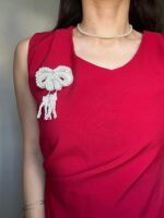 BC1006511 - Bow Pearl Brooch - White - Image 2