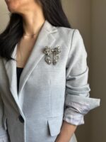 BC1008661 - Diamond Bow Brooch - Silver - Image 3