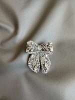 BC1008661 - Diamond Bow Brooch - Silver