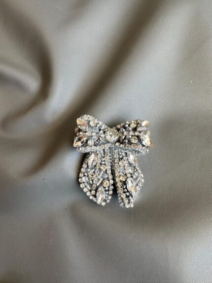 BC1008661 - Diamond Bow Brooch - Silver