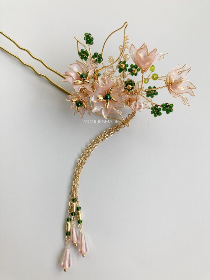 HP1006117 - Flowers Sangjit Hairpins - Peach - Image 1