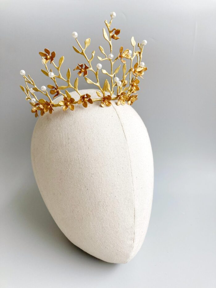 HD1005112 - Headpiece / Crown With Pearl- Gold - Image 2