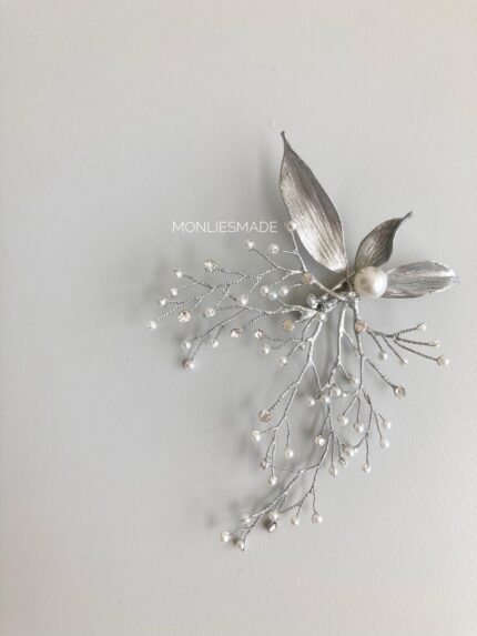 BC1004115 - Flowers Brooch With Pearl - Silver