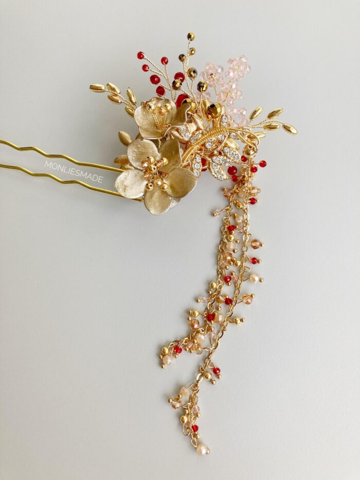 HP1006118 Flowers Hairpins - Gold - Image 1