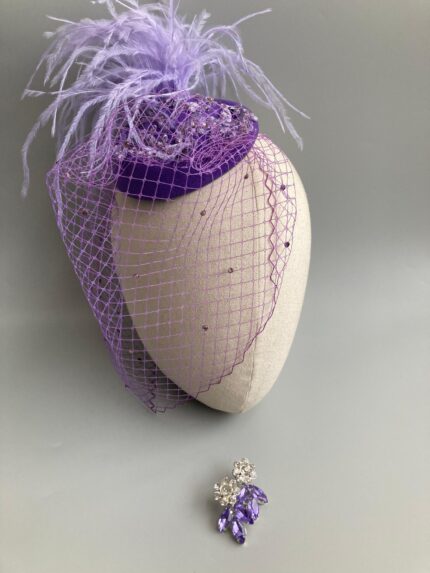 HC10991 - One Set Hat With Diamond Earrings - Purple