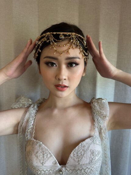 HB100188 - Crystal Indian Headband - Bronze Gold