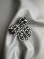 BC100726 – Diamond Bow Brooch – Black - Image 3