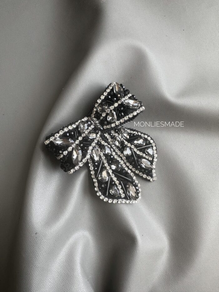 BC100726 – Diamond Bow Brooch – Black - Image 3