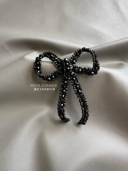 BC1008119 - Bow Crystal Brooch - Black