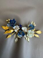 HC1007447 - Blue Flowers Haircomb / Earcuff - Image 4