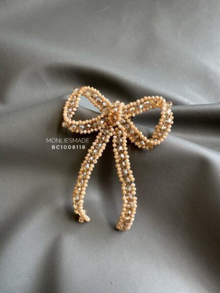 BC1008118 - Bow Crystal Brooch - Nude