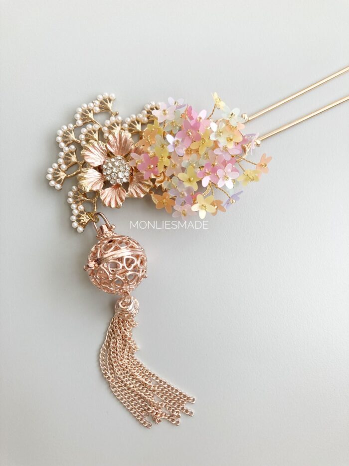 HP1001753 - Flowers Rainbow Hairpins With Tusle - Image 1