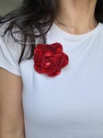 BC100514 - Flowers Beading Brooch - Red - Image 2