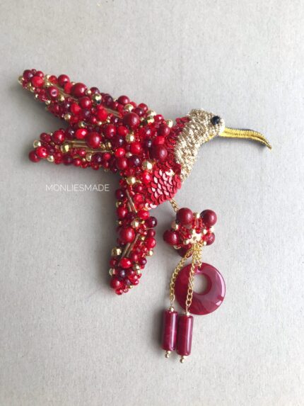 BC1003581 – Beadding Birds Brooch - Red