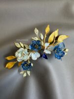 HC1007447 - Blue Flowers Haircomb / Earcuff - Image 3