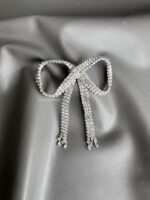 BC1008115 - Diamond Bow Brooch - Silver - Image 2