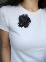 BC100512 - Flowers Beading Brooch - Black - Image 2