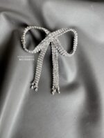 BC1008115 - Diamond Bow Brooch - Silver