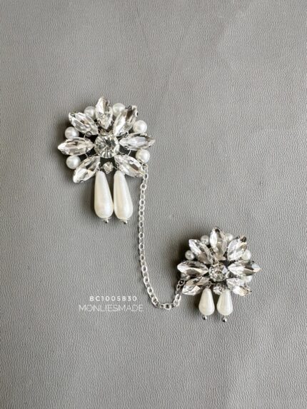 BC1008530 - Diamond Brooch with Pearl Tussle