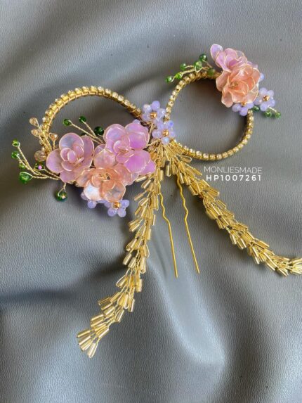 HP1007261 - Flowers Bow Hairpins - Gold