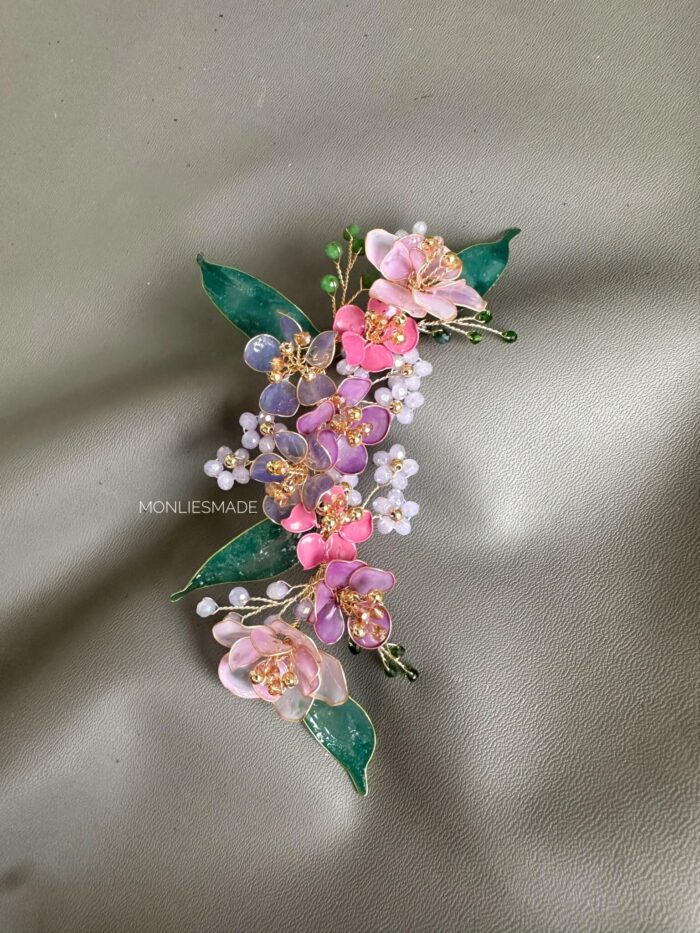 HC1005192 - Flowers Haircomb - Purple - Image 2