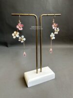 ER200212 - Flowers Earrings With Crystal Pink